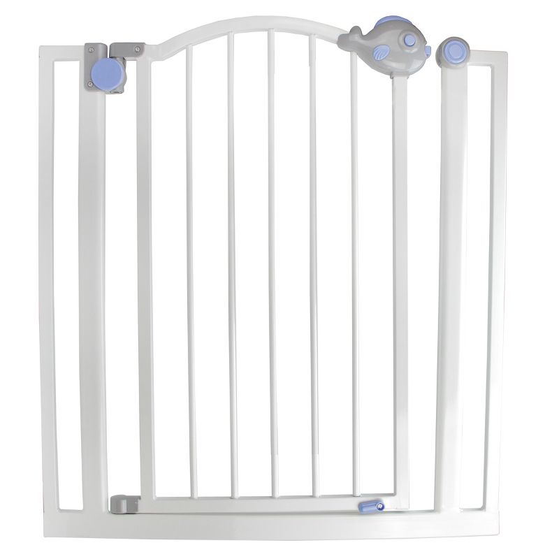 Speedy Pet Pop-O-Fish Gray, White and Blue Double Locking Safety Gate for Dogs and Children, 1 of 2