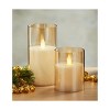tag Estella Amber Glass Hurricane with Flameless 3x6 Pillar Candle Indoor Use Decorative Lantern 6x3x3 - 2 of 2