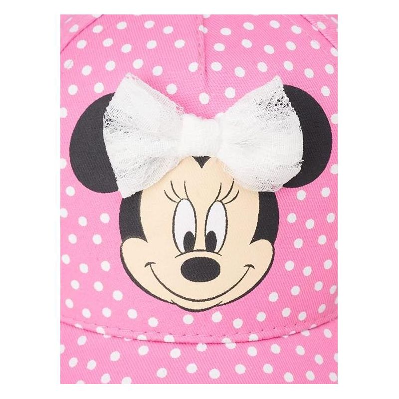Disney Minnie Mouse Girls Baseball Cap – 3D Bow Curved Brim Strap Back Hat (Ages 4-7), 3 of 6
