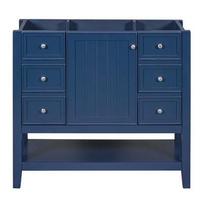 NicBex 36" Bathroom Vanity without Sink Bathroom Floor Cabinet with 3 Drawers, a Door, a Lower Open Shelf and Adjustable Drawer Dividers