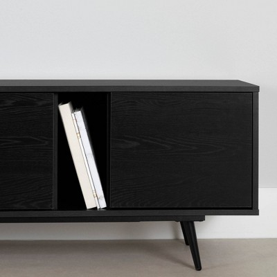 Black Particle Board TV Stand with Cabinets for 65" TVs