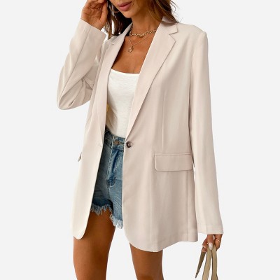 Women's Notched Button Front Blazer - Cupshe -apricot : Target