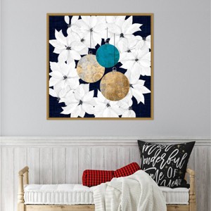 Amanti Art 30"x30" Blue Sophisticated Christmas III by Grace Popp Framed Canvas Wall Art Print - 1 of 4