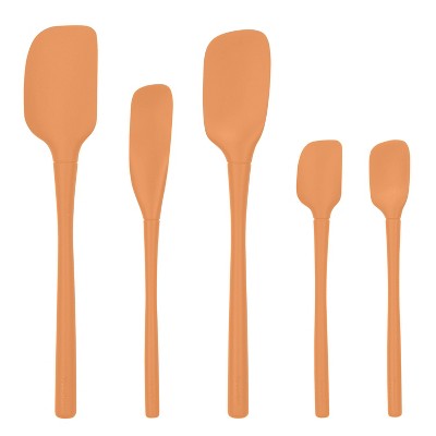 Tovolo 5pc Silicone Spatula Set Apricot Orange: Kitchen Utensil Set, Dishwasher-Safe, Includes Spoonula & Mini Spatula