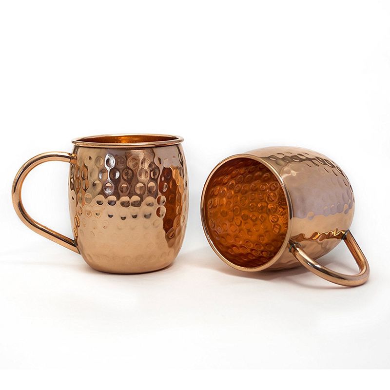 Set of 2 Modern Home Authentic 100% Solid Copper Hammered Moscow Mule Mug - Handmade in India, 4 of 6