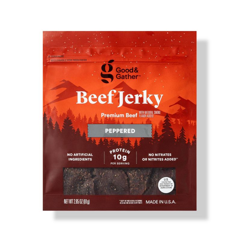 Peppered Beef Jerky - 2.85oz - Good &#38; Gather&#8482;, 1 of 5