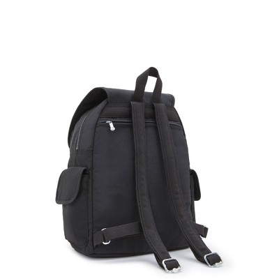 Black Nylon Women's Trapezoid Backpack with Silver Accents