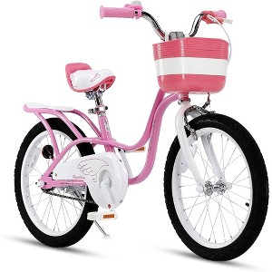 RoyalBaby Princess Girl Children's Bicycle Outdoor Ride-On Bike with Kickstand, Adjustable Seat, and Basket, 18 Inch, Swan/Classic Pink - 1 of 4