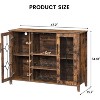 Wine Bar Cabinet with Detachable Rack, Wine Cabinet with Mesh Door, Liquor Cabinet with Glass Holder, Coffee Bar for Home - 2 of 4