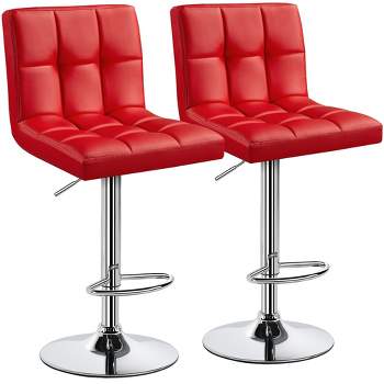 Yaheetech 2pcs Adjustable PU Leather Swivel Stool Armless Chairs with Bigger Base