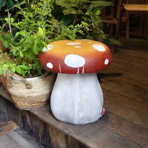 Vynxaria 13.4" Mushroom Model Resin Stool, Outdoor Garden Statue, Indoor Courtyard Lawn Decor, Multi-Purpose Innovative Accent - 1 of 4