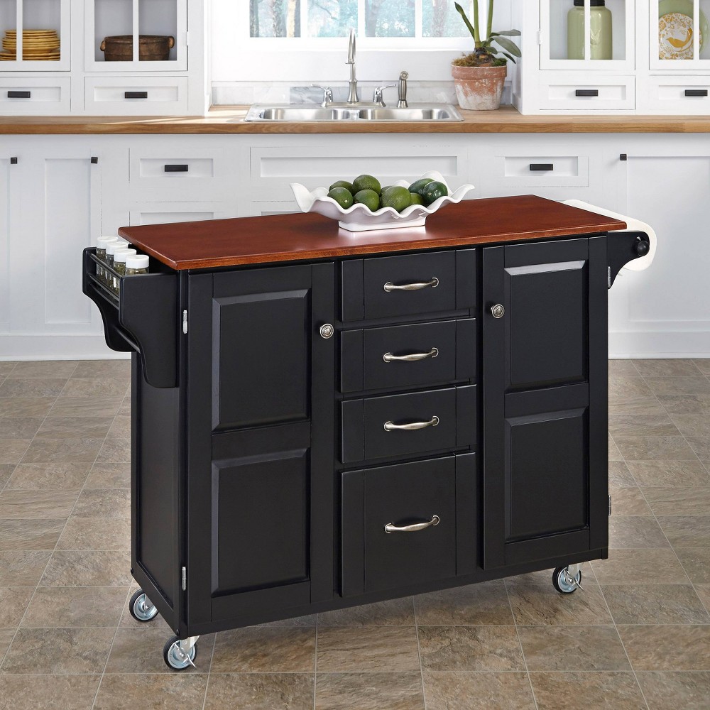 Home Styles Create-a-Cart Black Finish with Cherry Top Black 9100-1047G