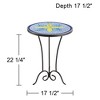 Teal Island Designs Rustic Black Round Outdoor Accent Side Table 17 1/2" Wide Blue Yellow Mosaic Tabletop for Front Porch Patio Home House - 4 of 4