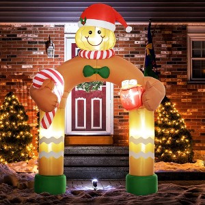 QingMoon 9.2 FT Gingerbread Man Christmas Inflatable Arch, Holiday Blow Up Decorations for Lawn, Garden and Party - 1 of 4