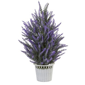 Nearly Natural 22-in Lavender in White Planter Artificial Plant - 1 of 1