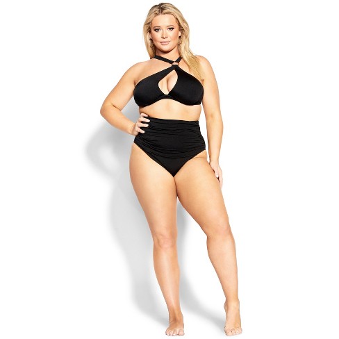 Swimsuits For All Women's Plus Size Bandeau Adjustable Tankini Top 26 Black  