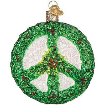 Old World Christmas Blown Glass Ornament for Christmas Tree, Holly Peace Symbol (with OWC Gift Box)