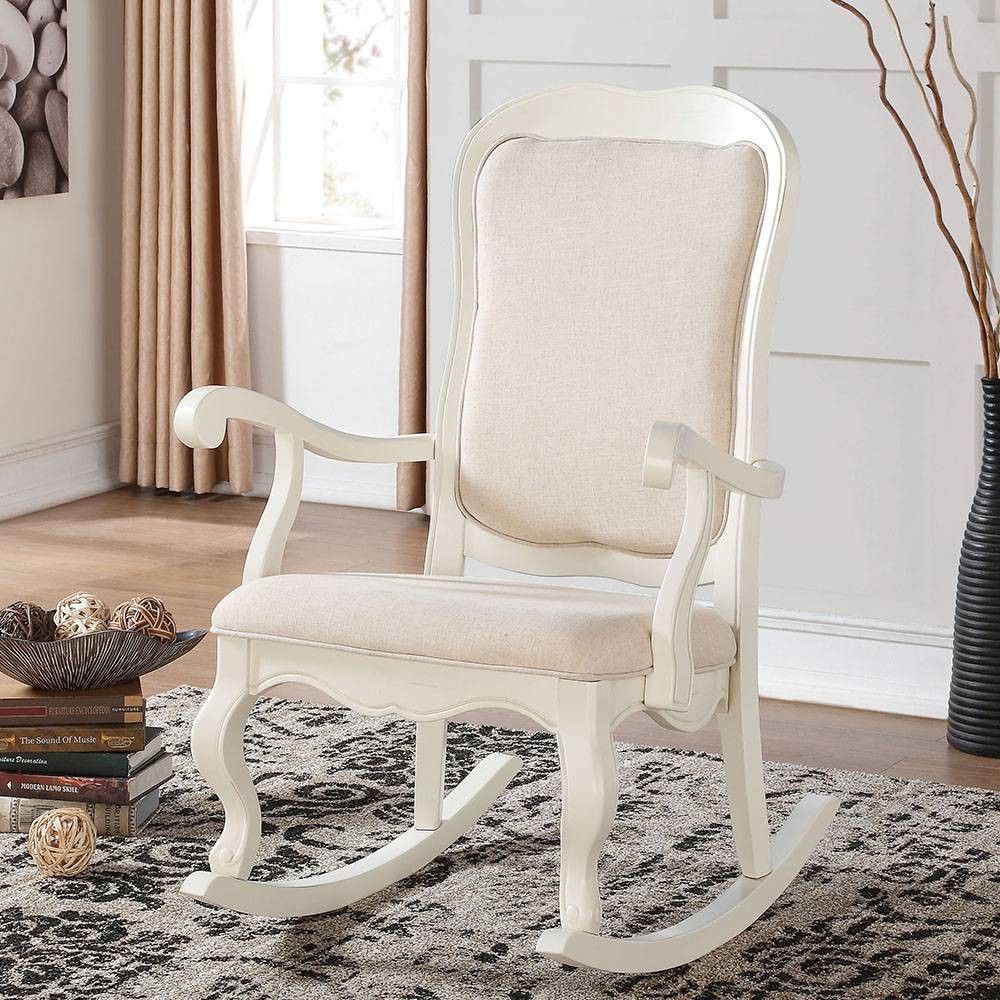 Photos - Rocking Chair 33" Sharan  Fabric/Antique White - Acme Furniture