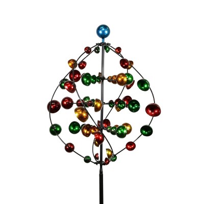 71" Multicolor Iron Orbital Wind Spinner Garden Stake