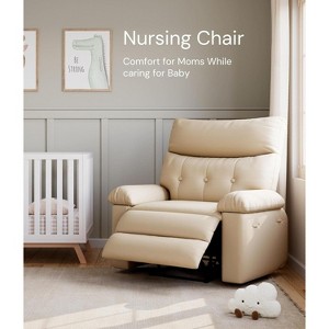 Oversized Rocker Recliner for Adults, Massage and Heating, Rocking Chair with 1.5X Sponge Comfort Arm and Back, PU Leather Manual Recliner Chair - 1 of 4