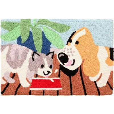 Jellybean Around the Water Bowl Accent Doormat – 20" x 30" Machine Washable Mat for Indoor & Outdoor Use