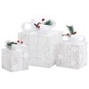 Aghana Digitals 3-Piece LED Lighted Christmas Gift Boxes Set, White Fabric with 60 Cool White LEDs, - 4 of 4
