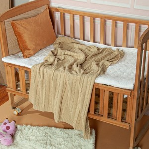 Cotton Cable Knit Toddler Blanket, Super Soft Warm Breathable Baby Blanket - NTBAY - 1 of 4