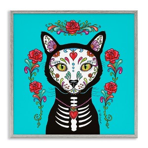 Stupell Industries Celebration of Life Cat Portrait Black Framed Giclee Art - 1 of 4