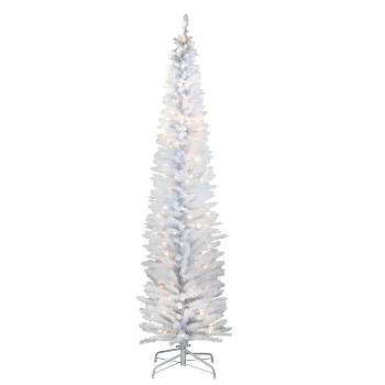 National Tree Company 7' Full Iridescent Tinsel Christmas Tree with Metal Stand & 210 Clear Lights White