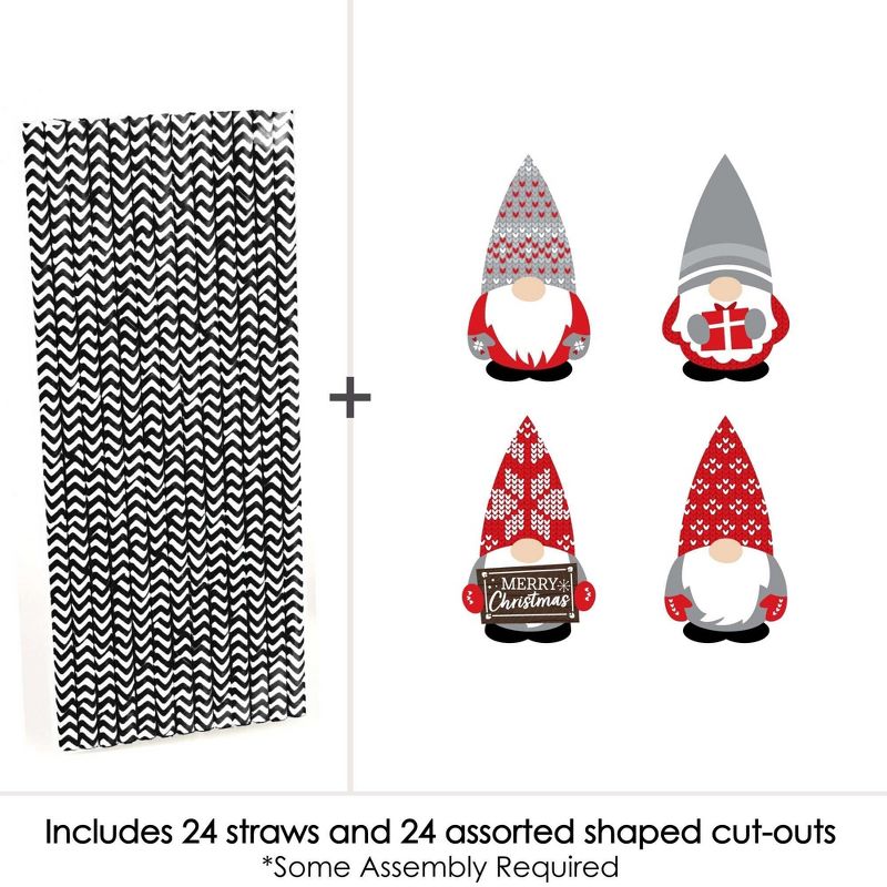 Big Dot of Happiness Christmas Gnomes - Paper Straw Decor - Holiday Party Striped Decorative Straws - Set of 24, 3 of 7