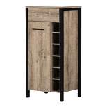 Munich Bar Cabinet with Storage Weathered Oak and Matte Black - South Shore