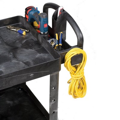 Ergonomic Black Heavy-Duty Utility Cart with Dual Shelves and Storage