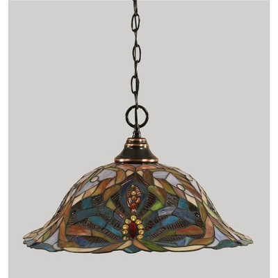 Toltec Lighting Any 1 - Light Pendant in  Black Copper with 19" Kaleidoscope Art Glass Shade