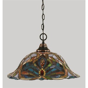 Toltec Lighting Any 1 - Light Pendant in  Black Copper with 19" Kaleidoscope Art Glass Shade - 1 of 1