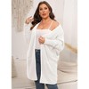 Coolmee Womens Plus Size Cardigan Long Sleeves Mid Length Knit Sweater Open Front Casual Coat With Pockets - 3 of 4