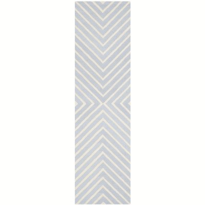 Light Blue & Ivory Hand-Tufted Wool Runner Rug - 2'6" x 10'