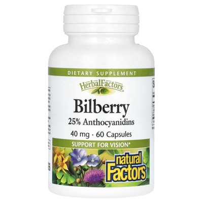 Natural Factors Bilberry, 40 mg, 60 Capsules