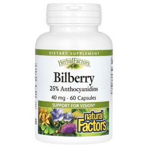 Natural Factors Bilberry, 40 mg, 60 Capsules - 1 of 3