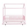 Whisen Elegant Design Metal House Bed with Fence and Trundle - 4 of 4