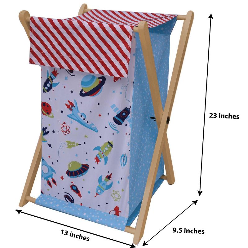 Bacati - Space Multicolor Boys Laundry Hamper with Wooden Frame, 5 of 7