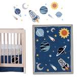Lambs & Ivy Milky Way Space Galaxy 4-Piece Baby Nursery Crib Bedding Set - Blue/Gray
