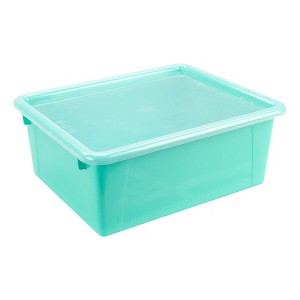 Storex Deep Storage Tray with Lid, Teal - 1 of 4