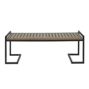 GDFStudio Noel 54" Outdoor Industrial Acacia Wood and Iron Bench - 1 of 4