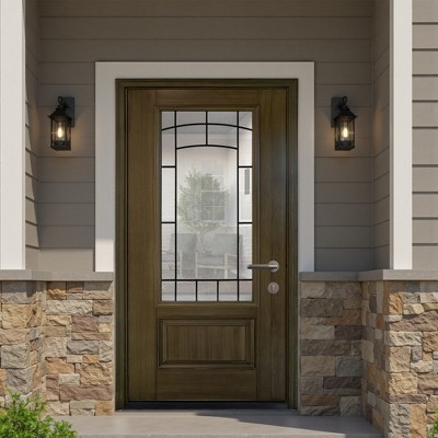 SpassWay 36"W*80"H Exterior Frosted Glass Prehung Front Entry Door Primed Interior Fiberglass Entrance Door