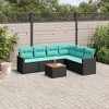 vidaXL 7 Piece Patio Sofa Set with Cushions Black Poly Rattan - 2 of 4