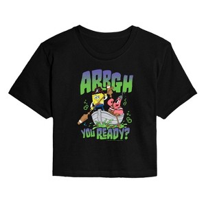 Women's - Spongebob Squarepants - Spongebob: The Search For Squarepants Arrgh You Ready Cropped Graphic T-Shirt - 1 of 4