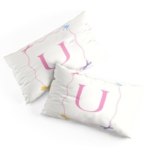 Deny Designs April Lane Art Simple Bow Monogram U Microfiber Printed Pillow Sham - 1 of 3