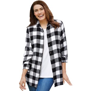 Woman Within Classic Flannel Shirt - 1 of 4