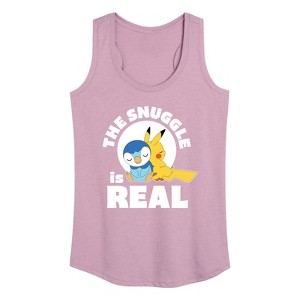 Women's - Pokémon - The Snuggle Is Real Pikachu And Piplup Graphic Racerback Tank - 1 of 4