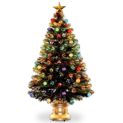 National Tree Company 4' LED Fiber Optic Fireworks Tree with Ball Ornaments: Prelit, Indoor Use